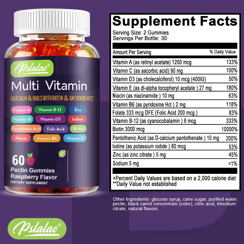 Multivitamin Gummies – Daily Vitamins & Minerals for Energy, Immune Support & Antioxidant Protection – 60 Gummies