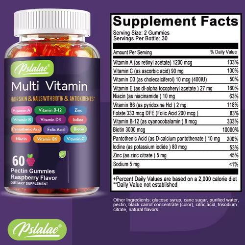 Multivitamin Gummies – Daily Vitamins & Minerals for Energy, Immune Support & Antioxidant Protection – 60 Gummies