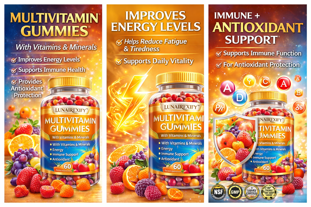 Multivitamin Gummies – Daily Vitamins & Minerals for Energy, Immune Support & Antioxidant Protection – 60 Gummies